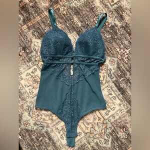 🌟3 for $30🌟 Rachel Roy Lace Bodysuit Thong, Teal, Small